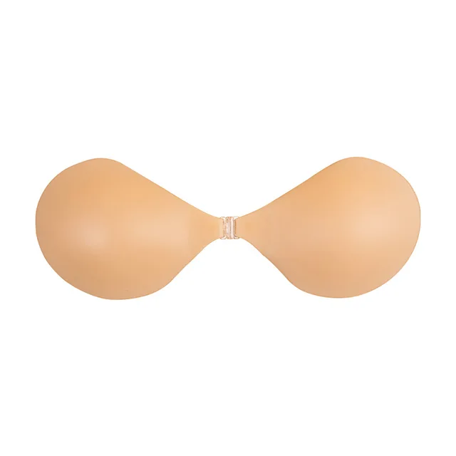 Solid Skin Self Adhesive Backless And Strapless Front Buckle Push Invisible Lift Up Silicone Uplift Stick On Bra