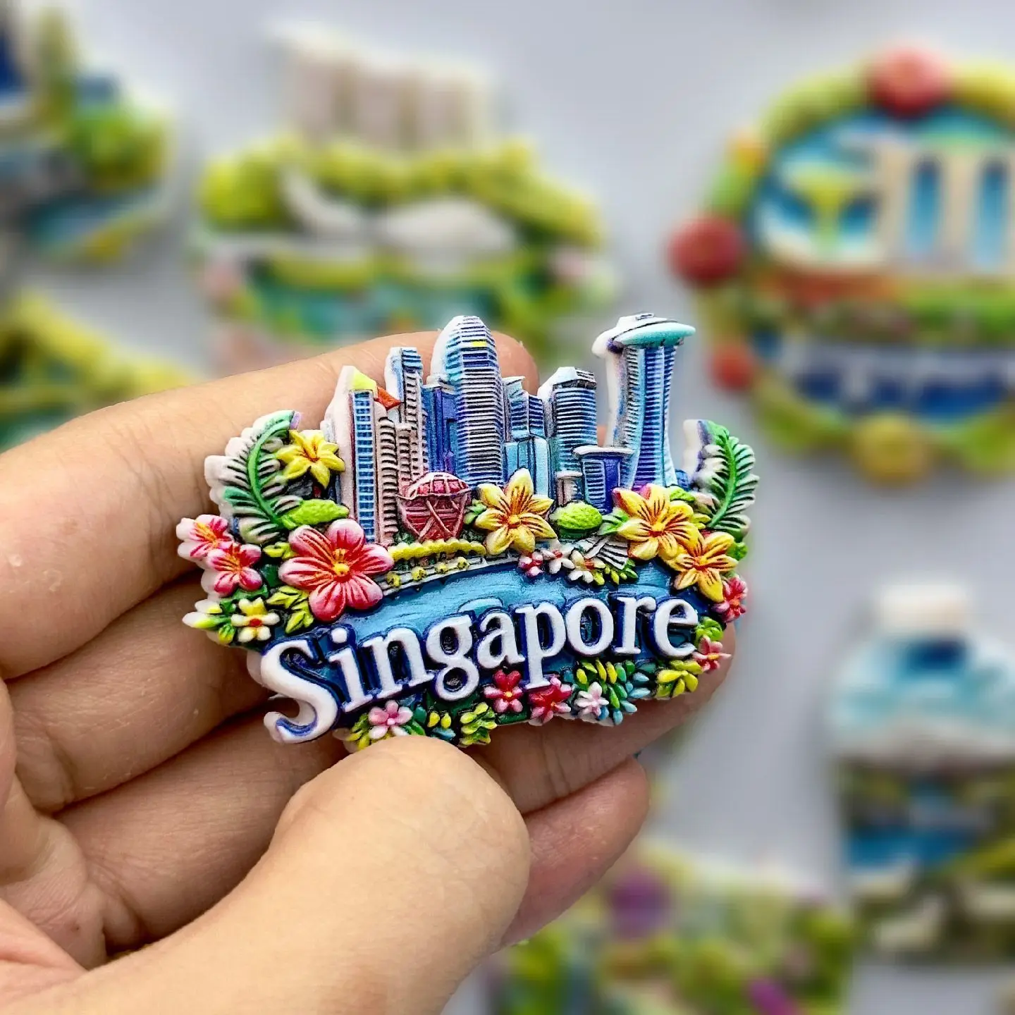 Wedaredai Magnete Frigorifero Singapore 3D In Resina 7x5 Cm Souvenir Di Viaggio