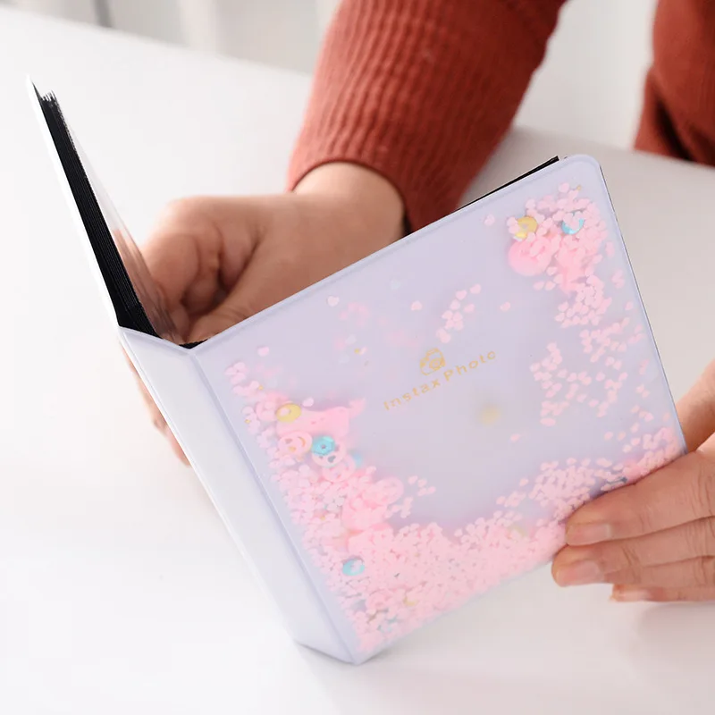 64 Pockets Mini Film Photo Album with Quicksand Beads
