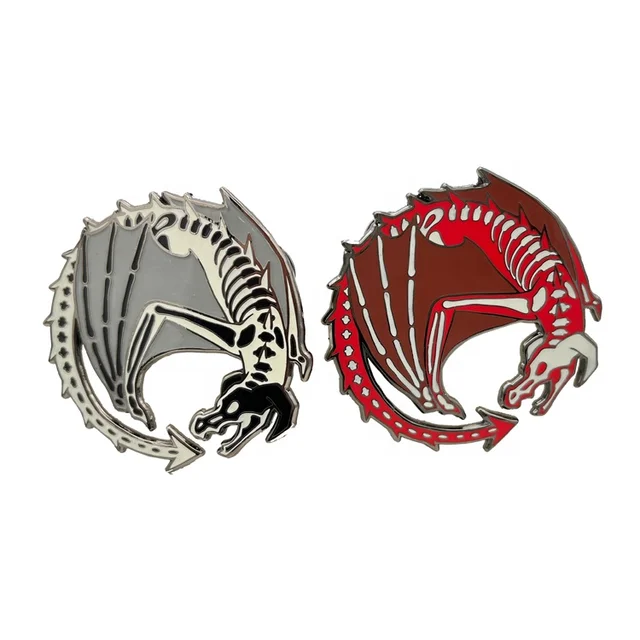 Wholesale Pin Badge Manufacturer Metal Glow In the Dark Hard Enamel Badge Wyvern Dragon Enamel Pin