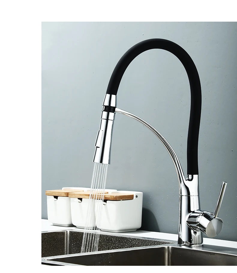 Kitchen Chrome Hot/Cold Mixer Wash Basin Water Tap Faucet With Two Hose 