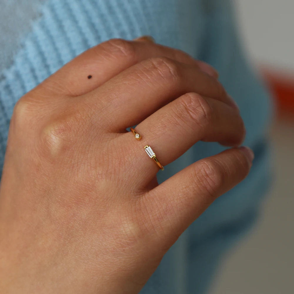 Promotion 2023 Dainty Delicate Simple Design Open Adjust Girl Women Gift CZ Latest Gold Finger Ring Designs