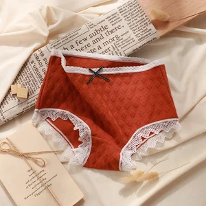 Direct Deal HD065 High Quality Cotton Panties Women Seamless Comfortable Girls Sexy Lace Cute and Breathable Briefs Panty
