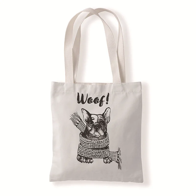 High Quality Cotton Canvas Tote Bag Rope Handle Medium Size Fashionable Letter Pattern Custom Logo Eco-Friendly Shopping Bags details