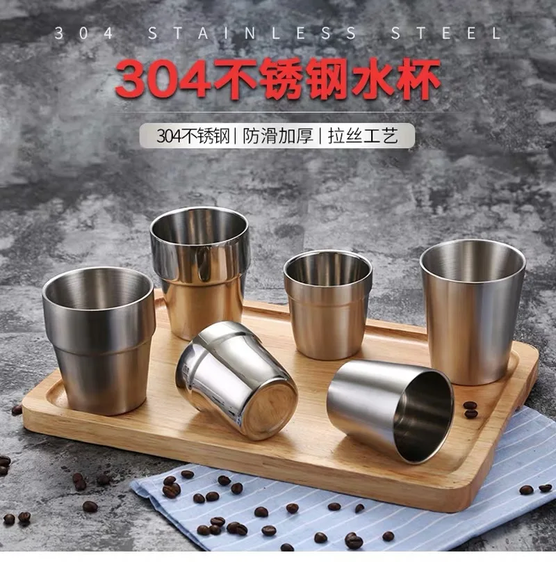 6pcs Stainless Steel Cup Korean Water Cup Kitchen Outdoor Coffee Dining for  sale online