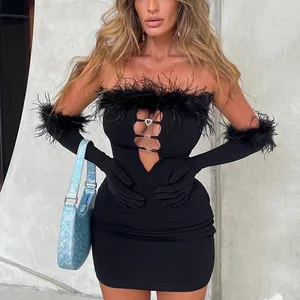 Women'S Fashion New Casual Dresses Prom Party Club Female Short Dress Ladies Black Evening Dress