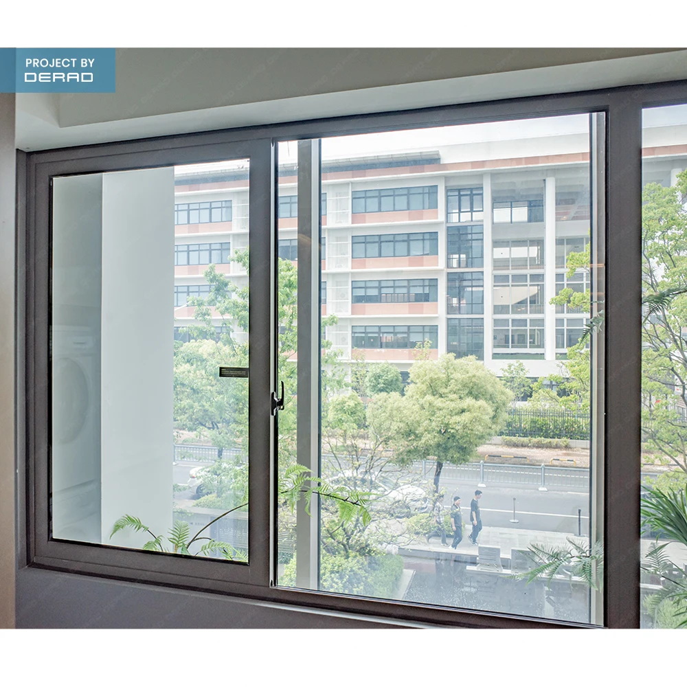 Energy Efficient Low-E Glass Double Panes Powder Coating Custom Aluminum Sliding Windows for Villa Residential factory