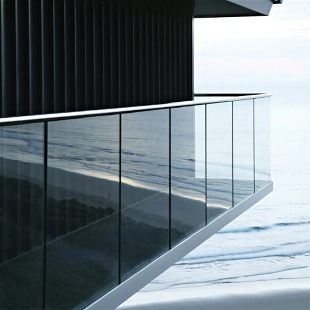 Modern Villa Outdoor Frameless Aluminum Glass Railing for Balcony Stair ...