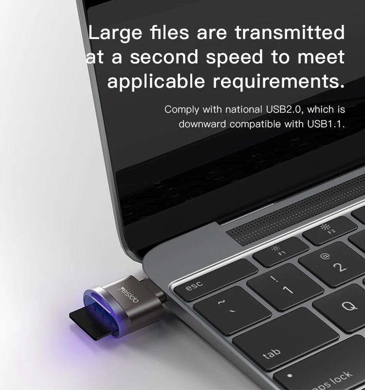 GS19 YESIDO Fast Data Reading Writing for Mobile Phone Type C USB OTG Writer Card Reader