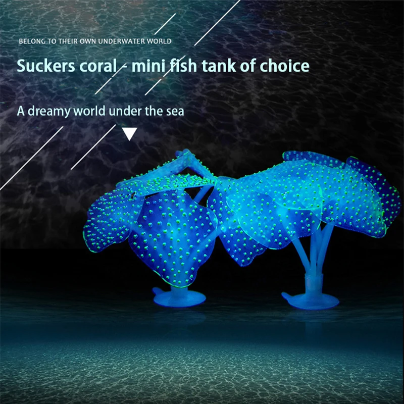 Fish Tank Ornament Luminous Imitated Sea Anemone Simulated Fluorescent Coral Water Plant Aquarium Decoration Accessories 10 13 G