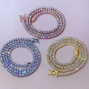 Wholesale d Color 6mm Gra Certificate Diamond Sterling Silver 925 Jewellery Moissanite Chain Tennis Necklace