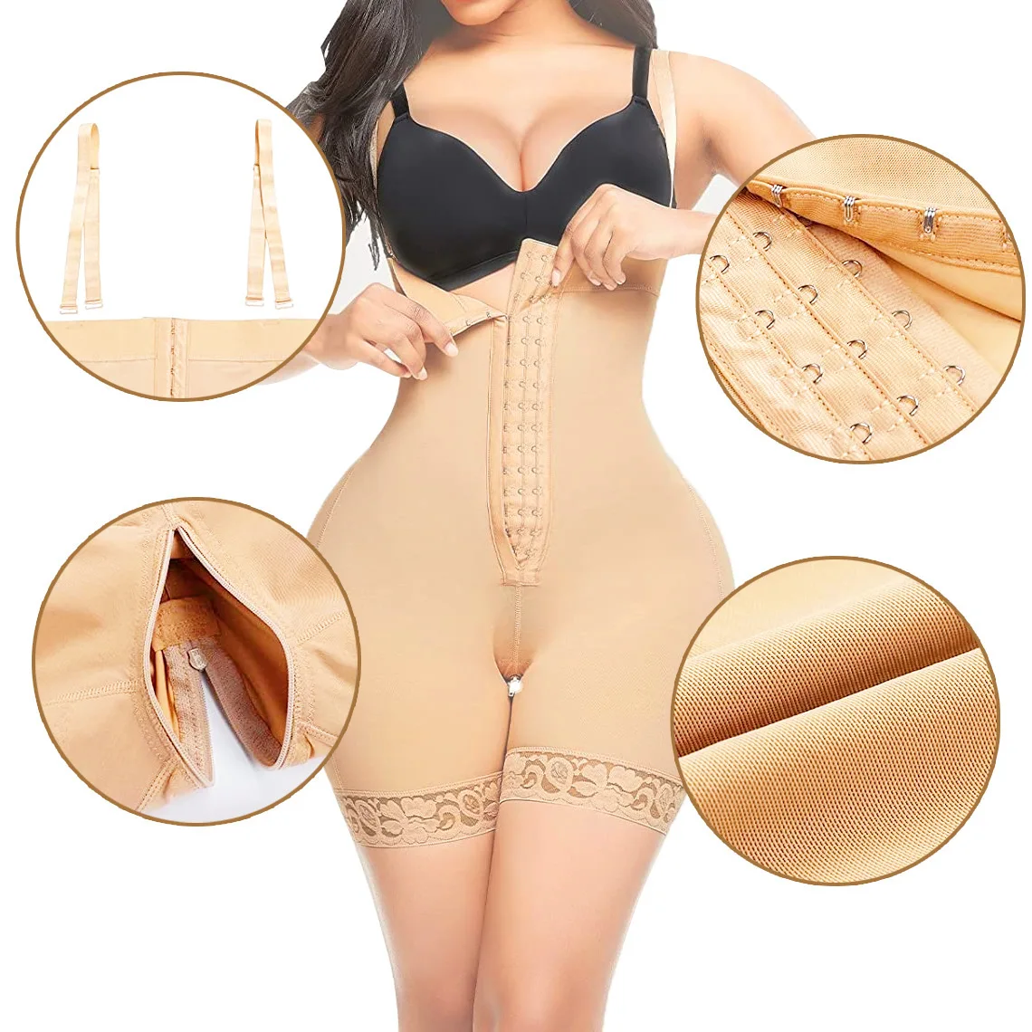 New Style Bottom Zipper Design High Waist Body Shaping Pants Slim Waist Hip Lifting Body Shaping Pants High-cut Leg Body Shaper