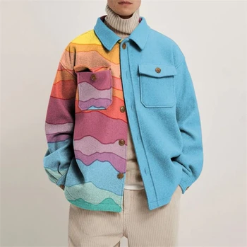 Fashionable Designer Vintage Wool Cashmere Coat Men Clothes Spring Fall Satin Tweed Polar Fleece Jackets 2021
