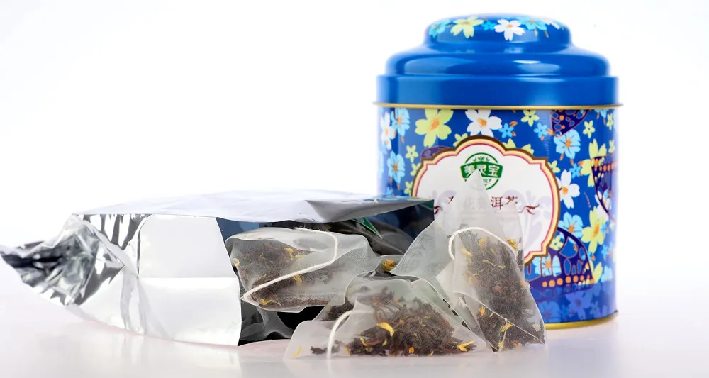 OEM Private Label Biodegradable Pyramid Triangle Tea Bags With Strings Flower/Herbal Blended Green/Black/Puer Tea