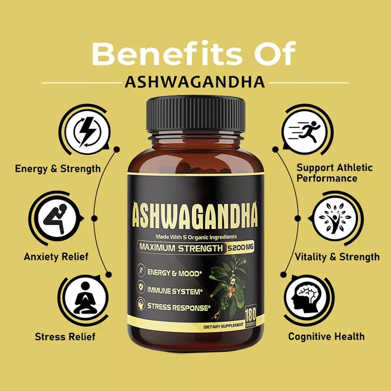 Private Label Organic Ashwagandha Root Extract Powder Capsules Anti