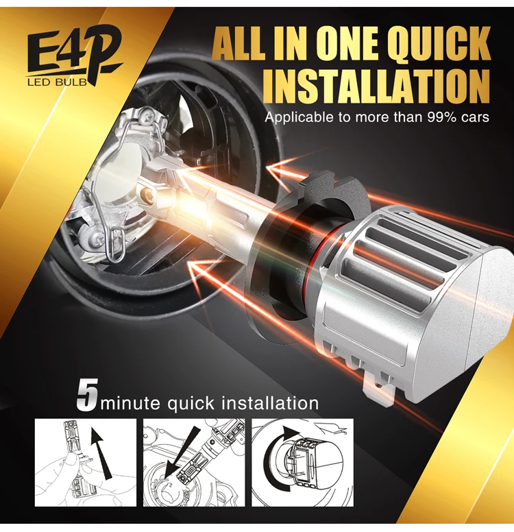 56w 12000lm Fanless Led Headlight H4 H1 H3 H7 9005 9006 9012 Auto