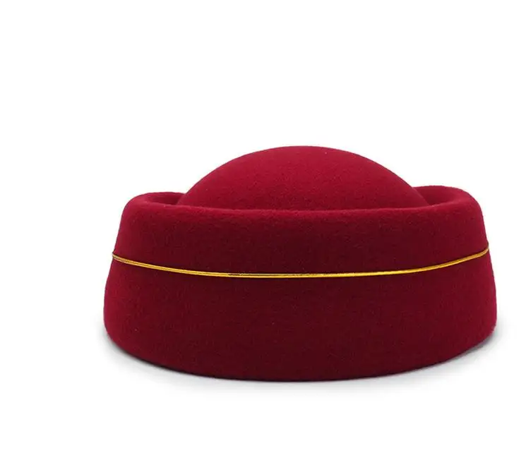 2022 Airline Stewardess Hats Handmade Performance Fedora Uniform Wool Felt Airline pilot Hat
