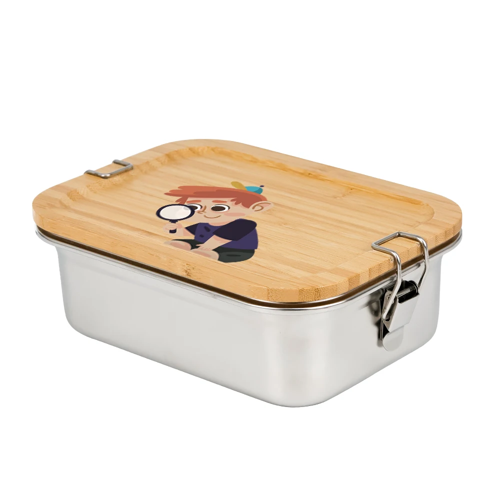 Baming New Product Custom UV Printing Pattern Design Stainless Steel Bento Lunch Box with Buckle Can Microwave Heating