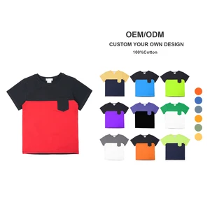 Basic Kids T-shirt Custom Design Children Summer 220 GSM Cotton T Shirt Crewneck Pocket Designer T-shirts for Children