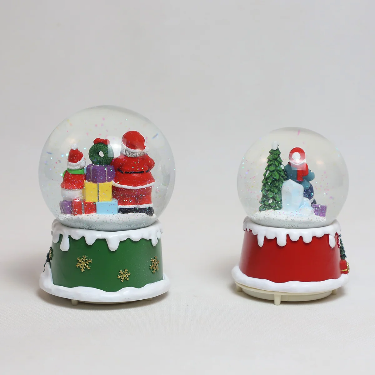 80mm glass christmas ball ornament vintage glass led christmas snow globe music box glass snowglobes