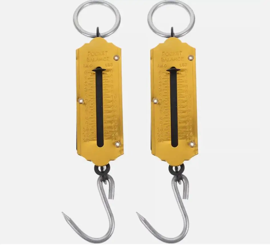 Spring Balance Hanging Hook Handheld Metal Weighing Force Scale Kilo LBS  12KG