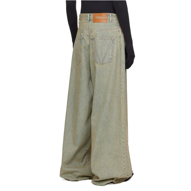 Custom Big Shape 100% Cotton Distressing Vintage Washing Baggy Jeans for Men