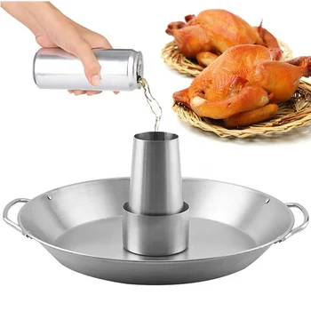 Stainless Steel BBQ Chicken Roaster Cooker Stand Vertical Grilling Accessories Rack for Vegetables Basket