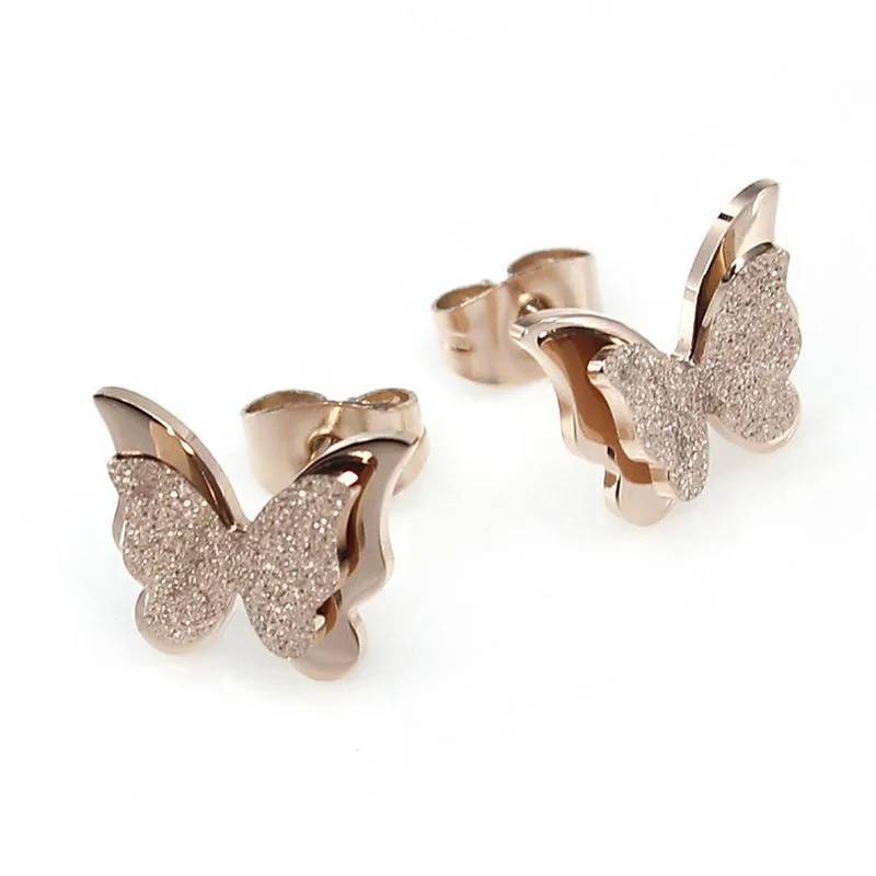 Pendientes De Pendientes De Mariposa De Acero Inoxidable Pendientes De Pendientes De Mariposa De Acero Inoxidable