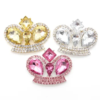 Rhinestone Crown Brooches Colorful Crystal Acrylic Queen Princess Crown Flatback Brooch Pins for Wedding