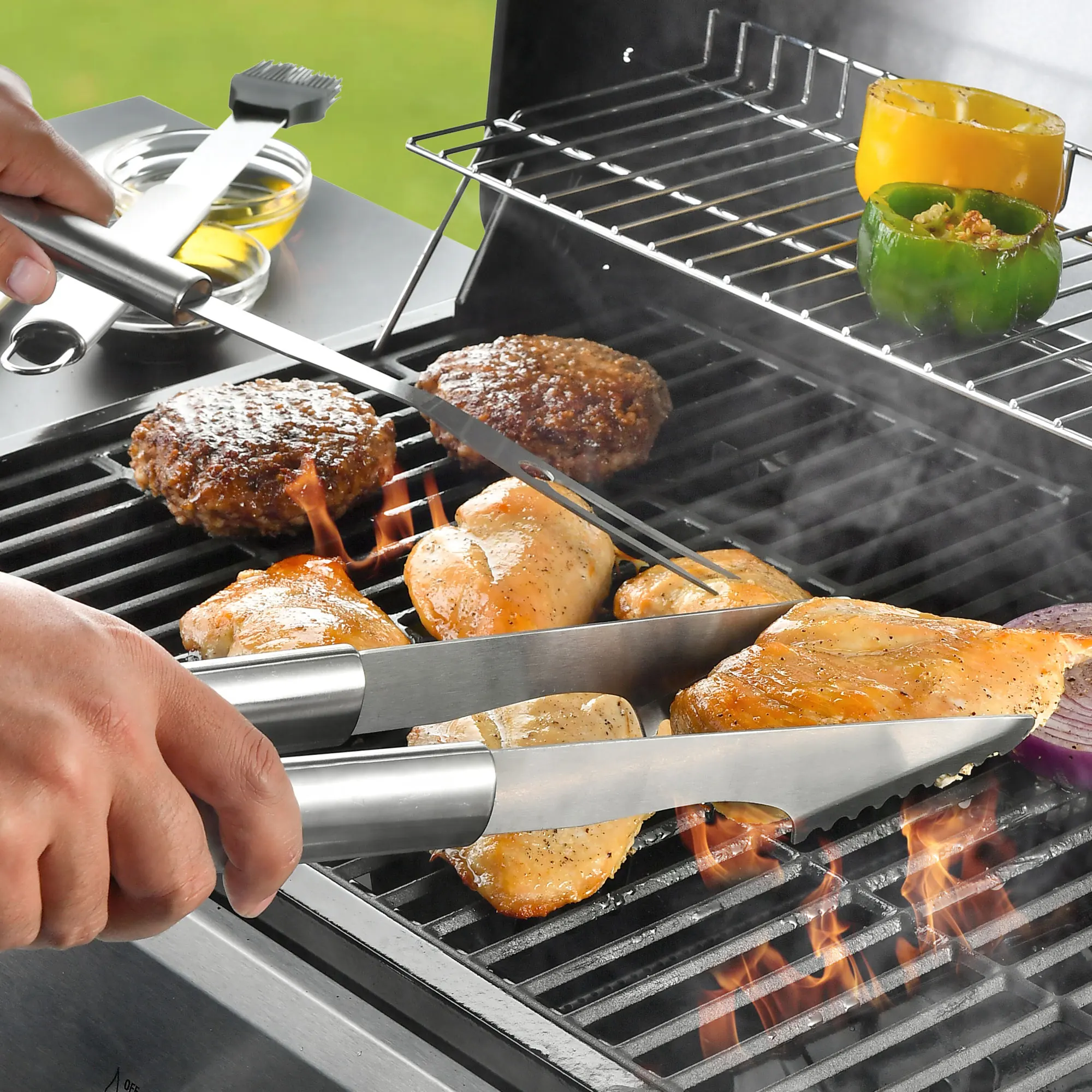 9 Piece BBQ Set with Aluminum Case - Durable Grill Tools