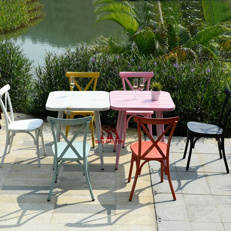 Metal Home Furniture Manufacturers Commercial Design Colorful Vintage Chair Distressed Aluminum Dining Room Bistro Stool