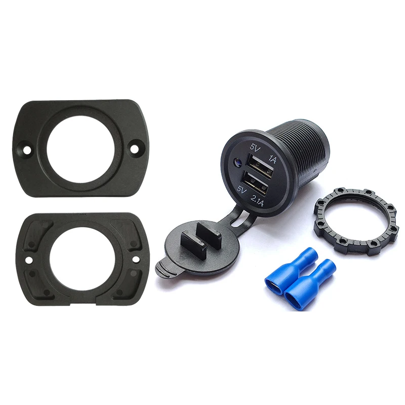 USB 3.0 in-car Chargers Car Socket Dc12v USB Charging Port Panel Mount 5v3.1a Dual USB Socket