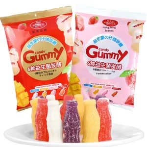 Assorted Fruity Flavored Probiotic Gummies in Cola Shape Multi-Colored Children's Candy 438g Packaged in Bag