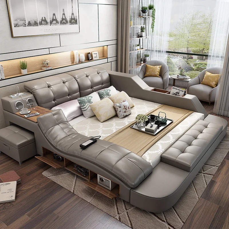 Modern Design Smart Bed Table Multi Functional Bed King Size Bed Frame Smart Bedroom Furniture Home Furniture
