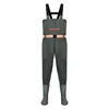 Army-green knee-length overalls