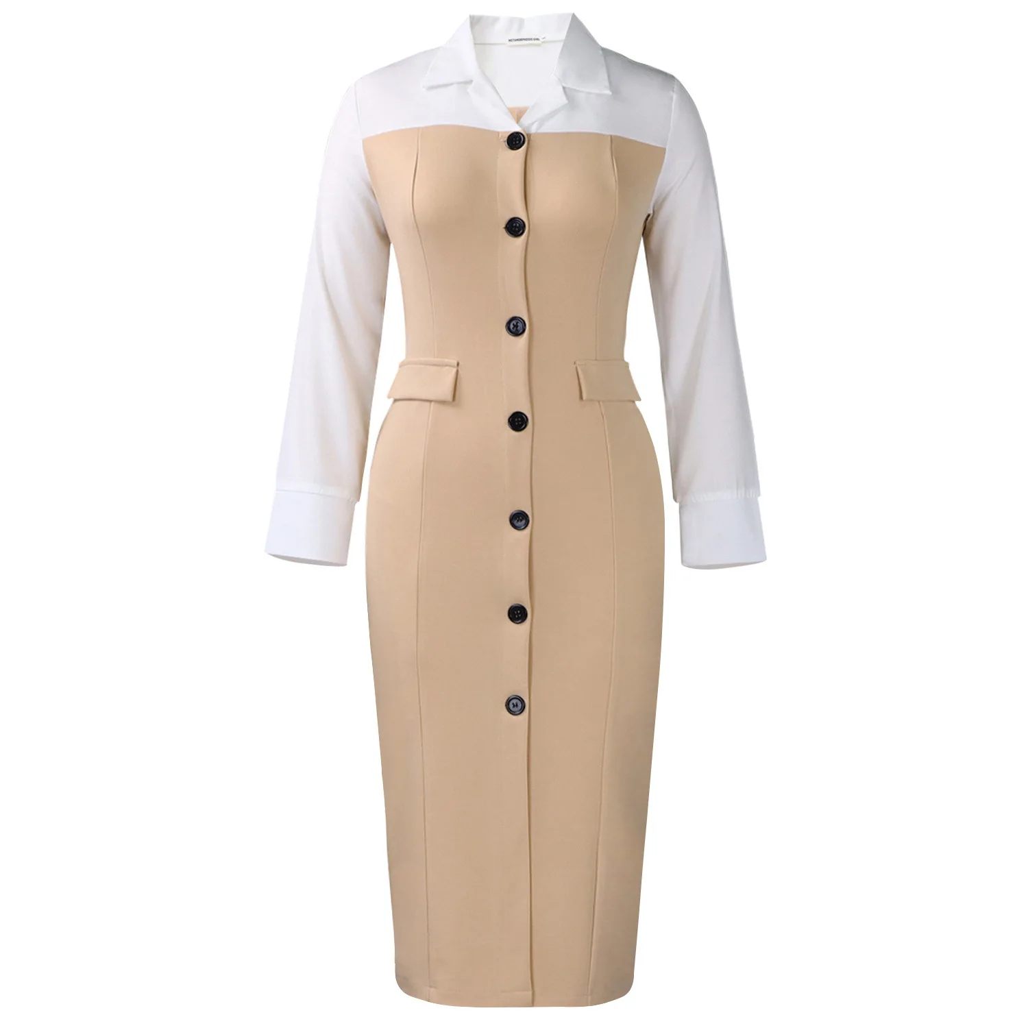 beige work dress Beige Button Front Tiered Maxi Dress - All Dresses main image 1