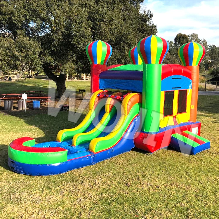Inflatable Combos Dual Lane Balloon Inflatable Combo Jumping House Wet or Dry Sides with Pool