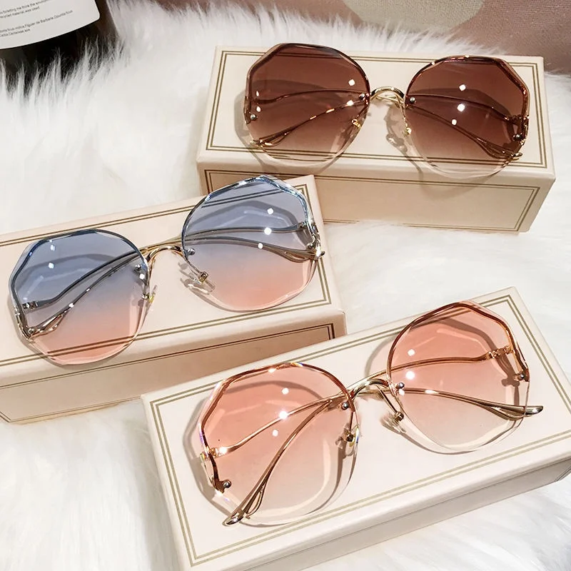 2022 Rimless Sunglasses Fashion Sun Glasses Women Tide Vasos