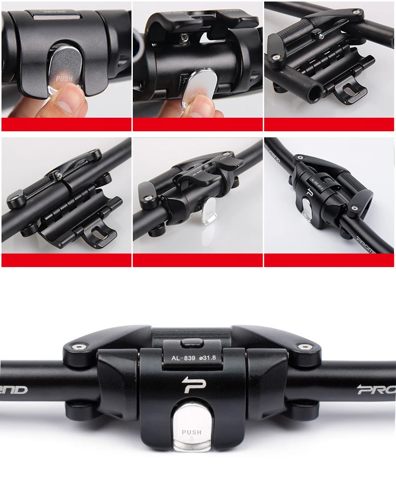 Promend Foldable Bike Folding Handlebars Aluminum Quick Release Fold Bike Handlebar 25.4 31.8mm