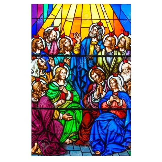 VICTORIAN GOTHIC ANTIQUE LEADED CHURCH STAINED GLASS WINDOW WITH FRAME