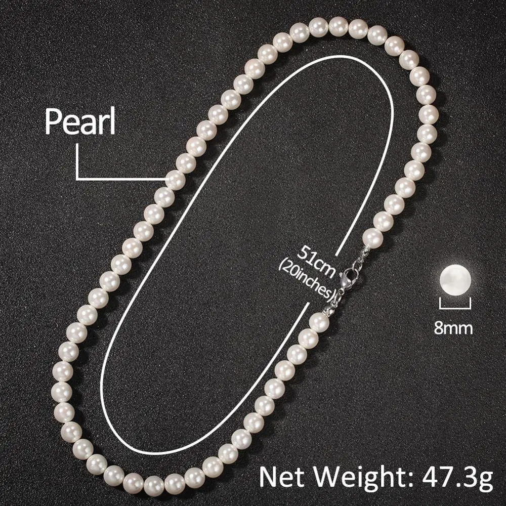 Single Strand Pearl Necklace 18inch Choker with CZ Cross Pendant Women Mens  Party Wholesale Price Hip Hop Jewelry