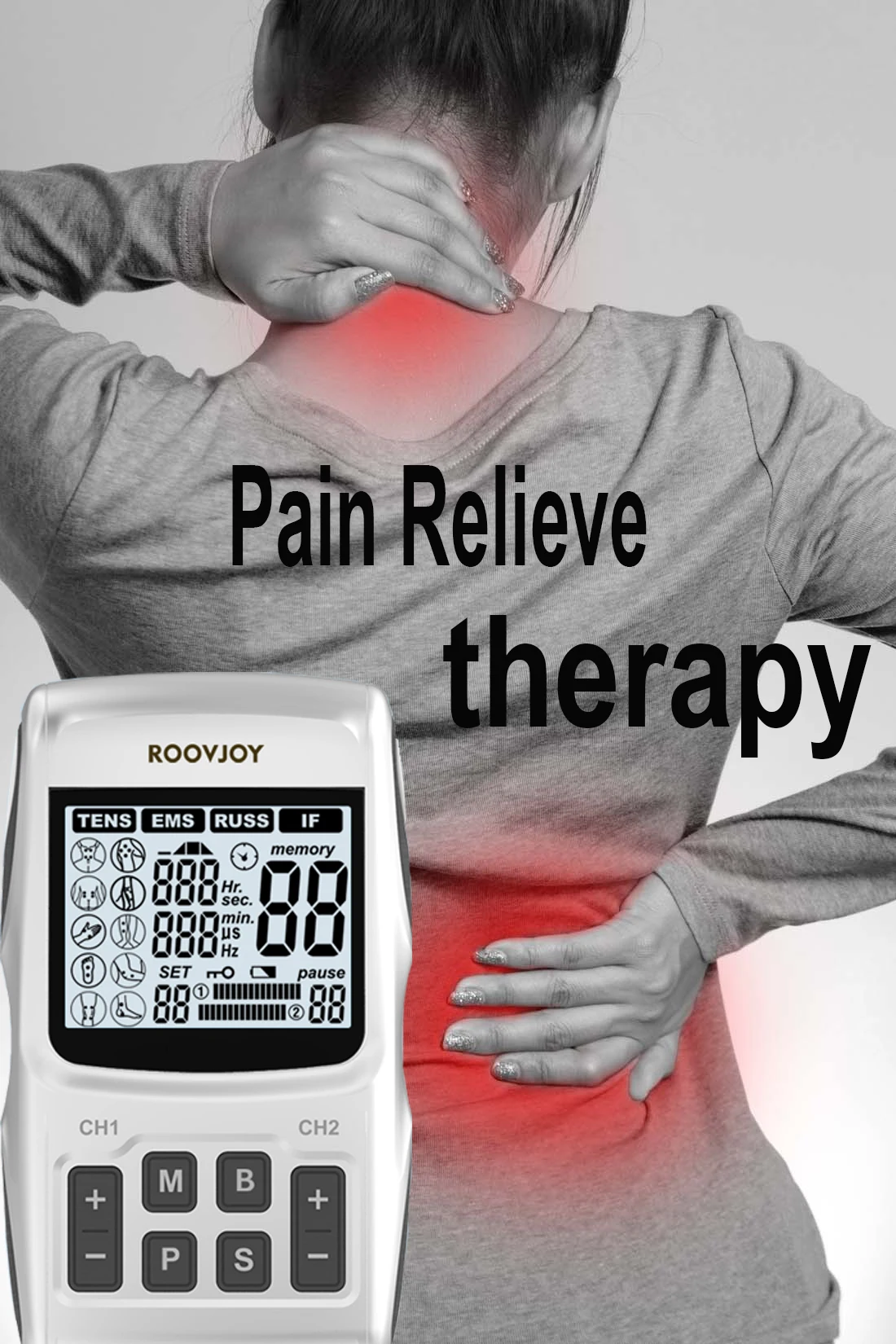 4 in 1 Tens Unit Ems Russia Current Interferential Therapy Machine Vagus Nerve Stimulator for Pain Relief Wellness Solution