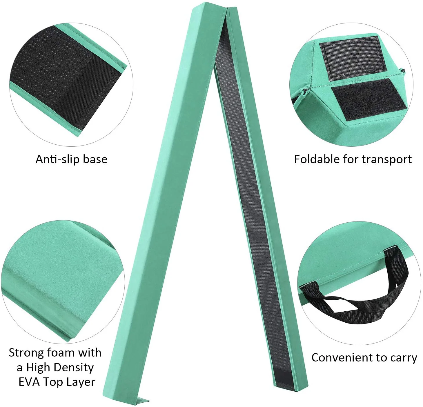 LDK Gymnastics Folding Balance Beam Suede Cover Foldable Gymnastic Balance Beam with Carry Handle