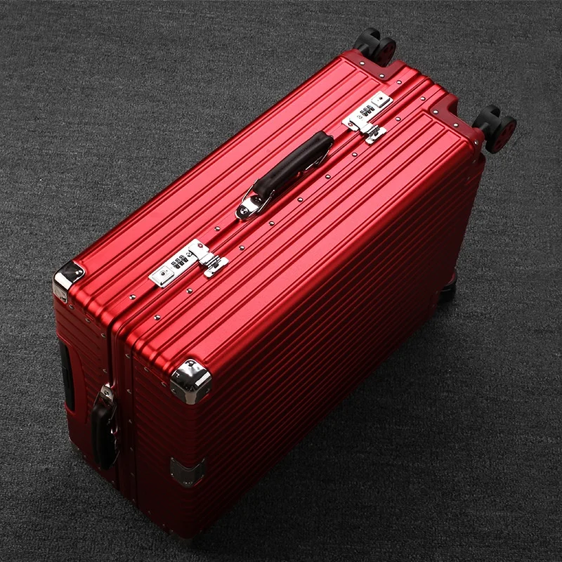 All Aluminum 24 Inch Spinner Wheels Waterproof Anti-Theft Trolley Case Luggage Bag International Customs Lock for Leisure