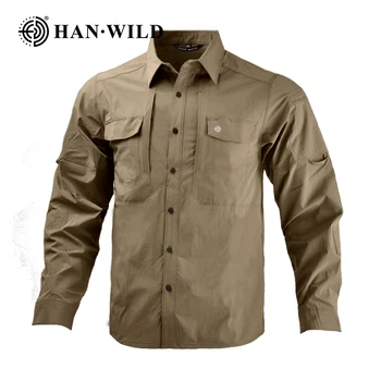 HAN WILD Waterproof and Wrinkle Resistant Shirt With Elasticity Outdoor Quick Dry T-shirt
