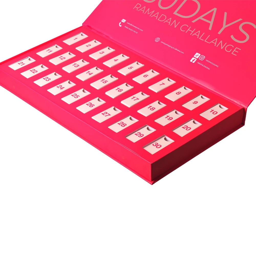 Custom Advent Calendar Empty Luxury Cardboard Paper Gift Beauty Cosmetic Packaging Countdown Christmas Advent Calendar Box