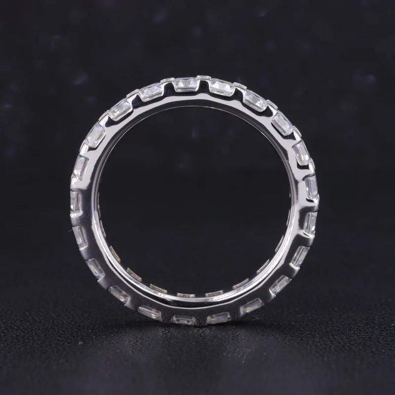 Bague De Fiançailles En Or Blanc 14k Avec Diamants Simulés - Taille Asscher 3.50 Ct - Personnalisable