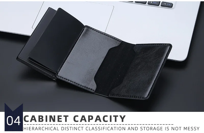 Baellerry Fashion Trend Pu Leather Cover Ultra Thin Automatic Popup RFID Card Holder