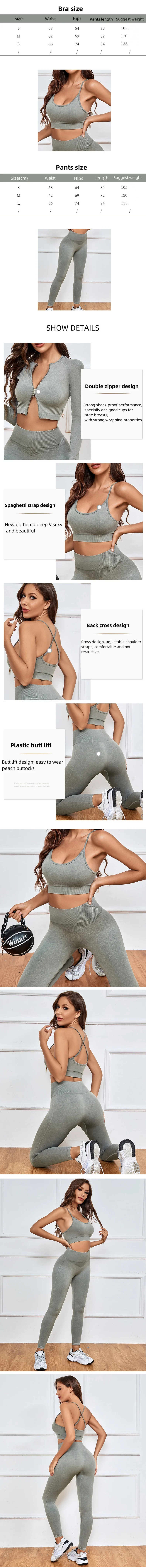 Women Sweatsuit Sport Suit Two Piece Workout Gym Clothing High Waist Seamless Leggings Gym Wear Fitness Yoga Sets details