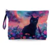 Galaxy Nebula Floral Black Cat